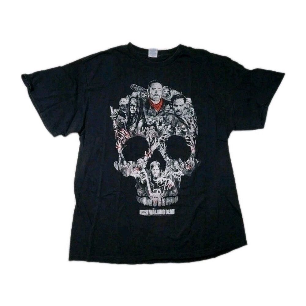 Walking Dead T-Shirt Negan and Cast Skull TV Show Black Size X Large / XL